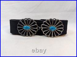 Navajo Turquoise Wilson Begay Sterling Silver Sandcast Belt Buckles Rare Vintage