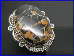 Navajo White Buffalo Iron Turquoise Gemstone RARE Sterling 925 RING Size 6