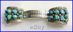 Navajo William Singer 925 Sterling Silver Turquoise Watch Band Tips Rare