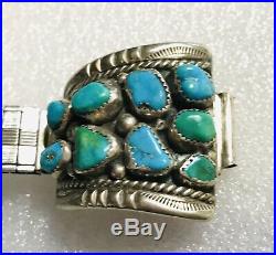 Navajo William Singer 925 Sterling Silver Turquoise Watch Band Tips Rare