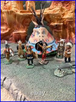 New Hope Design Rare Lot, 6 Native American Hand Painted with Tent included