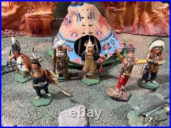 New Hope Design Rare Lot, 6 Native American Hand Painted with Tent included