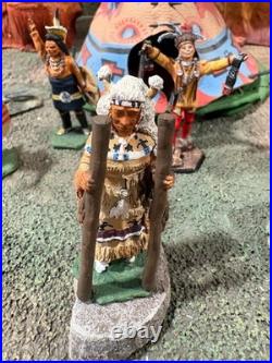 New Hope Design Rare Lot, 6 Native American Hand Painted with Tent included