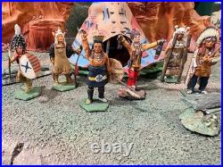 New Hope Design Rare Lot, 6 Native American Hand Painted with Tent included