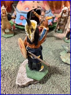 New Hope Design Rare Lot, 6 Native American Hand Painted with Tent included