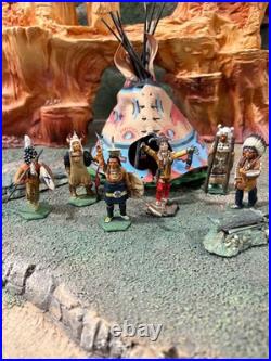 New Hope Design Rare Lot, 6 Native American Hand Painted with Tent included