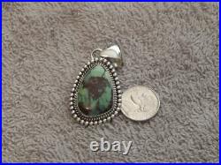New Rare Green Bisbee Turquoise Sterling Silver Pendant Navajo Geraldine James