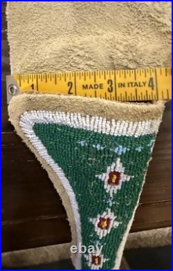 New Rare Native American Beaded Leather Holster, From Oklahoma Signed Hand Bead