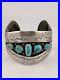 OLD-Pawn-Sterling-Silver-Native-American-Turquoise-RARE-Cuff-Bracelet-Signed-01-nud