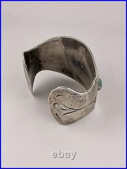 OLD Pawn Sterling Silver Native American Turquoise RARE Cuff Bracelet Signed