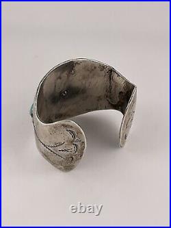 OLD Pawn Sterling Silver Native American Turquoise RARE Cuff Bracelet Signed