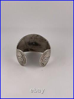 OLD Pawn Sterling Silver Native American Turquoise RARE Cuff Bracelet Signed