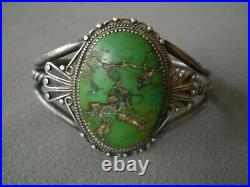 Old Native American RARE Green Orville Jack Turquoise Sterling Silver Bracelet