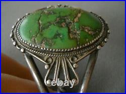 Old Native American RARE Green Orville Jack Turquoise Sterling Silver Bracelet