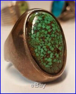 Old Navajo Heavy 35 Gr. Sterling Rare Red Spiderweb Kingman Turquoise Ring sz 10