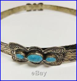 Old Navajo Sterling Silver Hat Band with turqouise stones in butterflies. Rare
