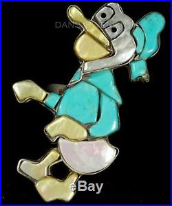 Old PAWN Vintage 60s Rare Donald Duck Zuni CAROL KEE Sterling Turquoise Ring