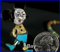 Old PAWN Vintage 60s Rare Mickey Mouse Zuni CAROL KEE Sterling Turquoise Ring