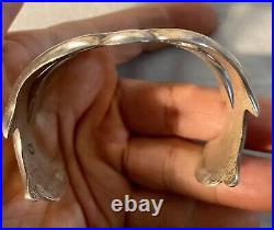 Old Pawn Sterling Silver Tufa Sandcast Cuff Bracelet Ted Charveze Isleta Rare