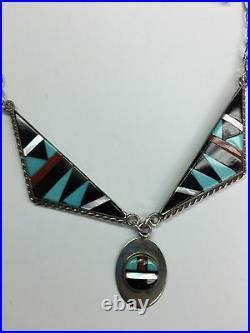 Old and Rare Navajo 925 Sterling Silver Necklace Signed S Edaakie