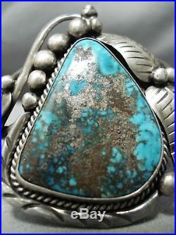 One Of Best Rare Turquoise Vintage Navajo Sterling Silver Bracelet Old