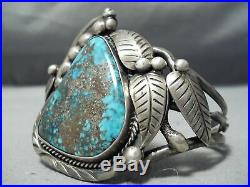 One Of Best Rare Turquoise Vintage Navajo Sterling Silver Bracelet Old