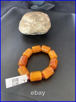 Oneofakind Rare Stretch Gold Amber Stone Bracelet Garnet Set 3073