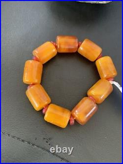 Oneofakind Rare Stretch Gold Amber Stone Bracelet Garnet Set 3073