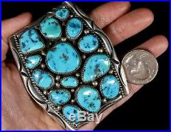 Orville Tsinnie Rare SOLID HEAVY Old Pawn Navajo TURQUOISE Sterling Belt Buckle