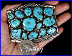 Orville Tsinnie Rare SOLID HEAVY Old Pawn Navajo TURQUOISE Sterling Belt Buckle