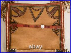 Parfleche Rare Native American Northern Plains Painted Rawhide Bag Many Tassles