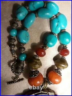 Patrice Rare New Gorgeous Necklace With Turquoise And Coral, Exceptional. Sale