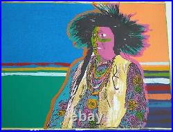 Pop Art Native American Indian Silkscreen Print Graffiti Signed B. Johnson RARE