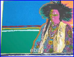 Pop Art Native American Indian Silkscreen Print Graffiti Signed B. Johnson RARE