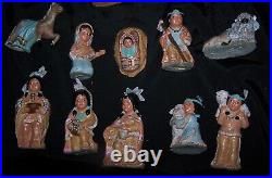 Provincial Ceramic Bisque Hand-painted Native American Indian Nativity Set Rare