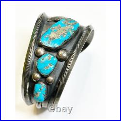 R Platero Sterling Silver Turquoise Cuff Bracelet Native American Rare P G2U