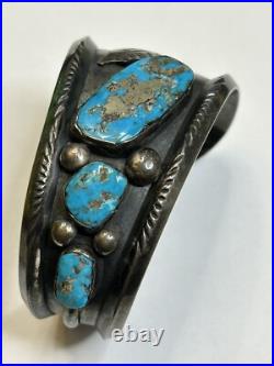 R Platero Sterling Silver Turquoise Cuff Bracelet Native American Rare P G2U