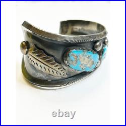 R Platero Sterling Silver Turquoise Cuff Bracelet Native American Rare P G2U