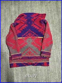 RALPH LAUREN COUNTRY 80's Colorful Native American Wool Blanket Coat USA RARE