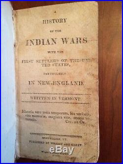 RARE 1812 History of Indian Wars in New England, Native American Cruelty, 1st ed