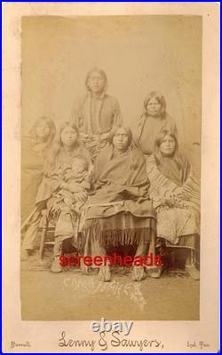 RARE 1889 COMANCHE INDIAN CABINET PHOTO Purcell Indian Territory LENNY & SAWYERS