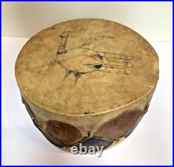 RARE 1920-30's NATIVE AMERICAN HAND PAINTED RAWHIDE POW WOW DRUM