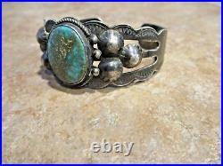 RARE 1930's / 40's Navajo Sterling Silver ROYSTON TURQUOISE Dome Bracelet