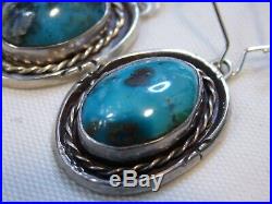 RARE 1970s NAVAJO Lavender Pit BISBEE TURQUOISE STERLING Silver EARRINGS