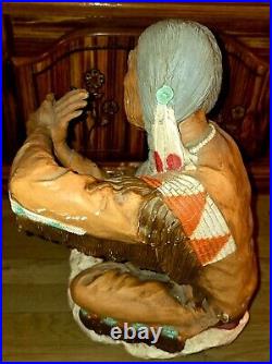 RARE 1986 Universal Statuary Corp LARGE Native American Statue Elder and child