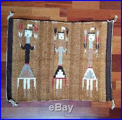 RARE 2 Face Vintage Navajo YEI Rug Blanket Double Sided 30 x 23