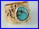 RARE-ANTIQUE-WIDE-14K-SOLID-GOLD-Native-American-NAVAJO-TURQUOISE-RING-sz-7-1-2-01-nz