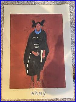 RARE Aaron Freeland Signed UNFRAMED Painting Collection Native American Portrait