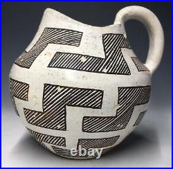 RARE Acoma Maria Z. Chino Handled Native American Pottery Pitcher Vessel
