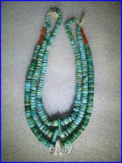 RARE Antique 1800s Santo Domingo Jumbo Gem Quality Heishi Turquoise Necklace